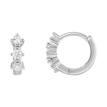 PRIMROSE Sterling Silver Triple Round Cubic Zirconia Hoop Earrings