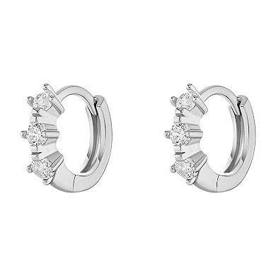 PRIMROSE Sterling Silver Triple Round Cubic Zirconia Hoop Earrings