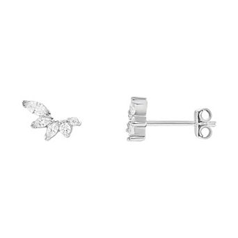 PRIMROSE Sterling Silver Cubic Zirconia Crawler Stud Earrings