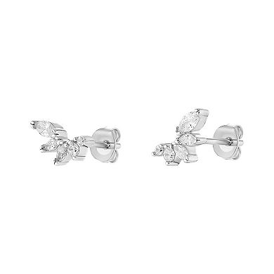 PRIMROSE Sterling Silver Cubic Zirconia Crawler Stud Earrings