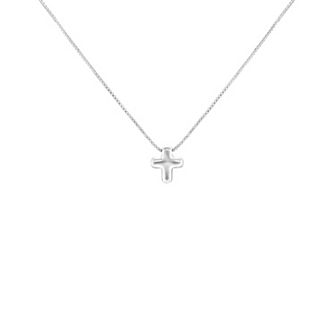 PRIMROSE Sterling Silver Polished Rounded Cross Pendant Necklace