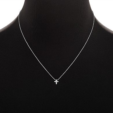 PRIMROSE Sterling Silver Polished Rounded Cross Pendant Necklace