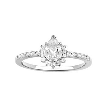 PRIMROSE Sterling Silver Cubic Zirconia Teardrop & Cluster Band Ring