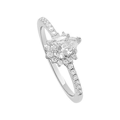 PRIMROSE Sterling Silver Cubic Zirconia Teardrop & Cluster Band Ring