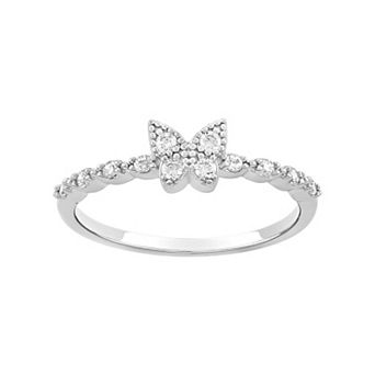 PRIMROSE Sterling Silver Pave Cubic Zirconia Butterfly Ring