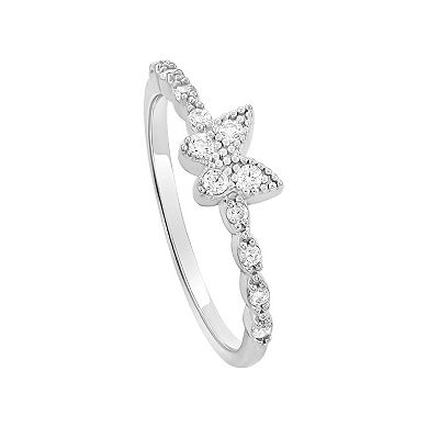 PRIMROSE Sterling Silver Pave Cubic Zirconia Butterfly Ring