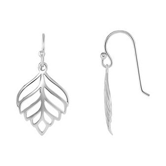 PRIMROSE Sterling Silver Polished Cutout Leaf Drop Earrings