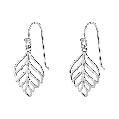 PRIMROSE Sterling Silver Polished Cutout Leaf Drop Earrings