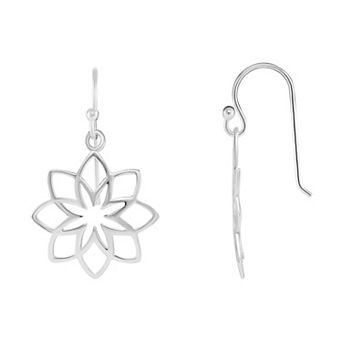 PRIMROSE Sterling Silver Polished Cutout Flower Drop Earrings
