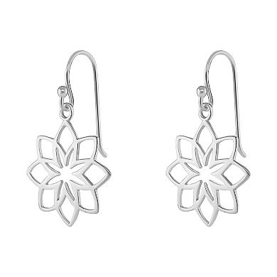 PRIMROSE Sterling Silver Polished Cutout Flower Drop Earrings