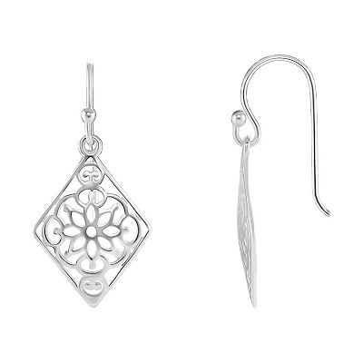 Silver Filigree Filigree Diamond Earrings Sterling Silver Oval