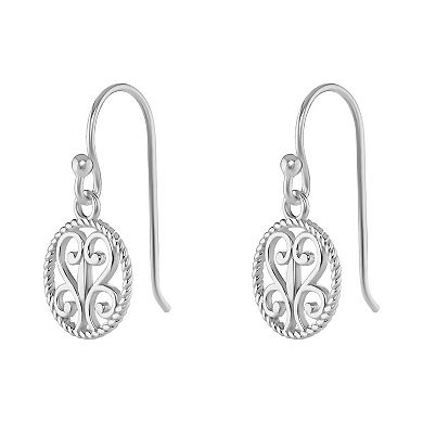 PRIMROSE Sterling Silver Polished Round Filigree Drop Earrings