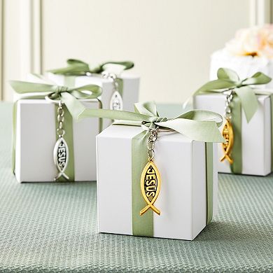 24 Pack Metal Jesus Fish Keychains, Christian Gifts, Silver And Gold-colored