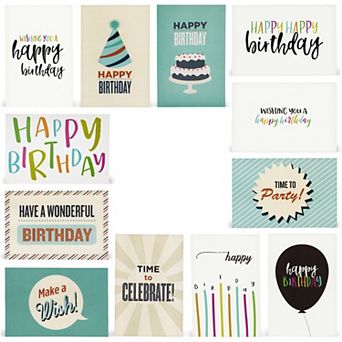 120 Pack 4x6-inch Happy Birthday Cards With Envelopes (12 Assorted Designs)