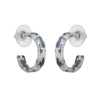 LC Lauren Conrad Silver Tone Floral Acetate Hoop Earrings