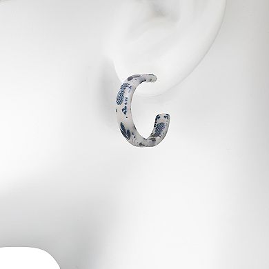 LC Lauren Conrad Silver Tone Floral Acetate Hoop Earrings