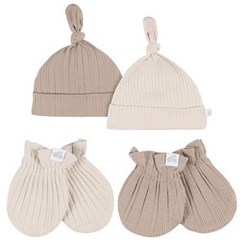 Just Born® Baby 4 pc Hat & Cuff Mittens Set