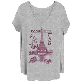 Juniors' Plus Size Paris Eiffel Tower Graphic Tee