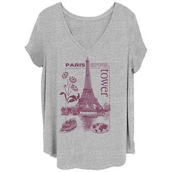 Juniors' Plus Size Paris Eiffel Tower Graphic Tee