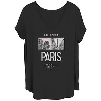 Juniors' Plus Size Paris Ville De L'Amour Graphic Tee