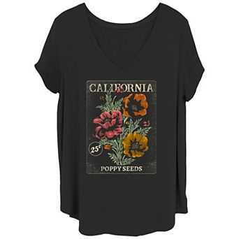 Juniors' Plus Size California Poppy Seeds Graphic Tee
