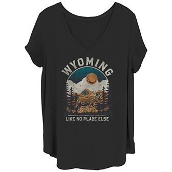 Juniors' Plus Size Wyoming Like No Place Else Graphic Tee