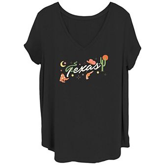 Juniors' Plus Size Texas Colorful Icons Graphic Tee