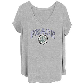 Juniors' Plus Size Peace Varsity Graphic Tee