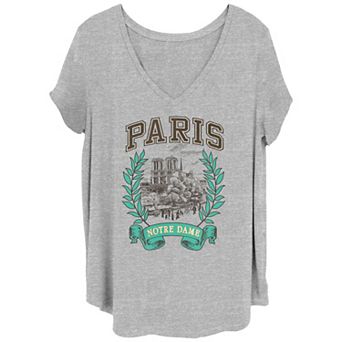 Juniors' Plus Size Paris Notre Dame Drawing Graphic Tee