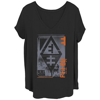 Juniors' Plus Size Rebel Moon New Imperium Badge V-Neck Graphic Tee