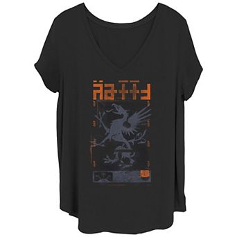 Juniors' Plus Size Rebel Moon Griffin Crest V-Neck Graphic Tee
