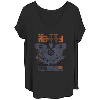 Juniors' Plus Size Rebel Moon Eagle Crest V-Neck Graphic Tee