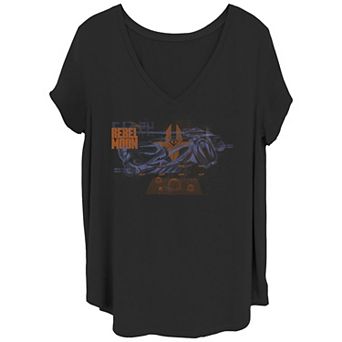 Juniors' Plus Size Rebel Moon Imperium Fighter Schematics V-Neck Graphic Tee