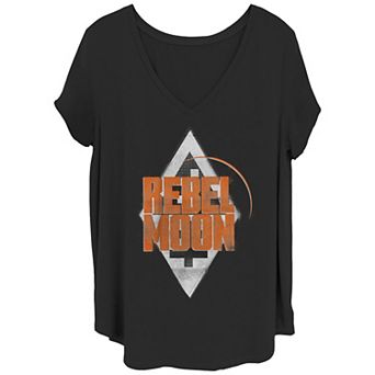 Juniors' Plus Size Rebel Moon Diamond V-Neck Graphic Tee