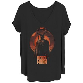 Juniors' Plus Size Rebel Moon Jimmy's Portrait V-Neck Graphic Tee