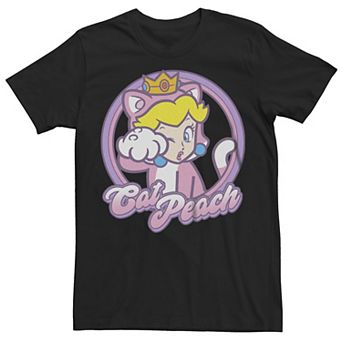 Juniors' Super Mario Bros Cat Peach Badge Boyfriend Graphic Tee