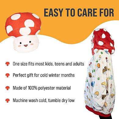 Unisex Mushroom Snugible Blanket Hoodie & Pillow