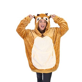 Unisex Reindeer Snugible - Reversible Blanket Hoodie Pillow