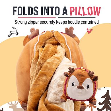 Reindeer Snugible 2 in 1 Blanket Hoodie & Pillow Adult