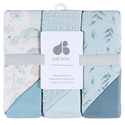Just Born Baby 3 Pack Hooded Towels