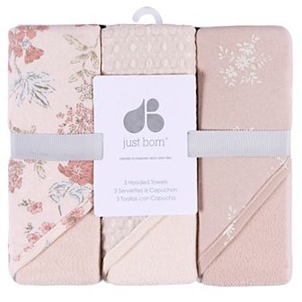 Just Born Baby 3-Pack Hooded Towels