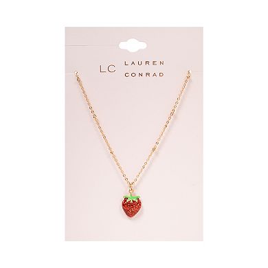 LC Lauren Conrad Gold Tone Strawberry Pendant Necklace