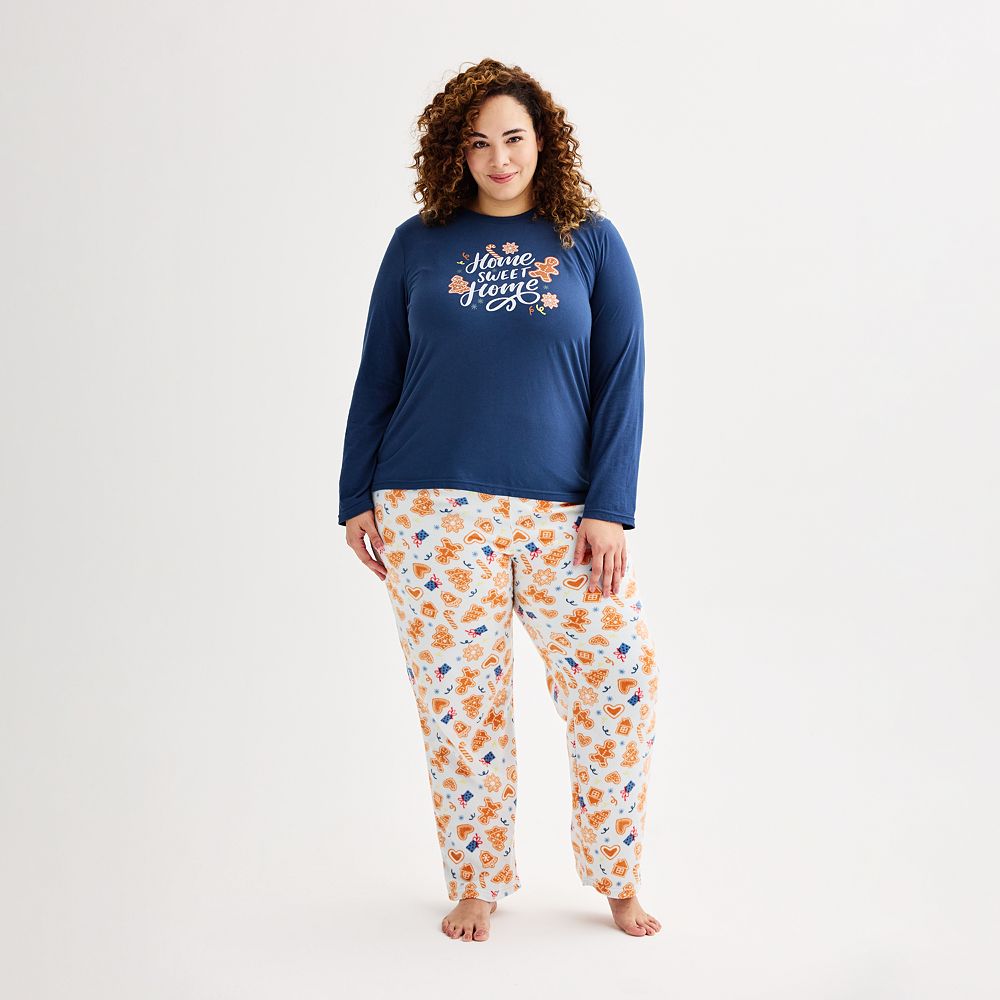 Plus Size Jammies For Your Families® Cookie Top & Fleece Bottoms Pajama Set