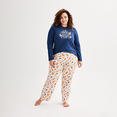 Plus Size Jammies For Your Families® Cookie Top & Fleece Bottoms Pajama Set