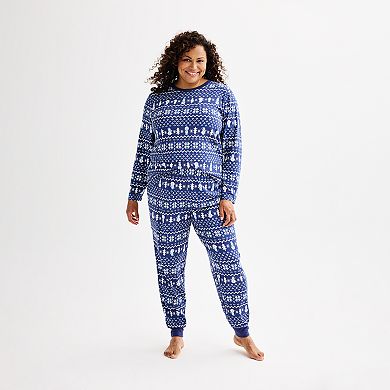 Plus Size Jammies For Your Families® Winter Fairisle Pajama Top & Pajama Bottoms Set