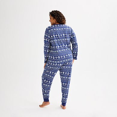 Plus Size Jammies For Your Families® Winter Fairisle Pajama Top & Pajama Bottoms Set