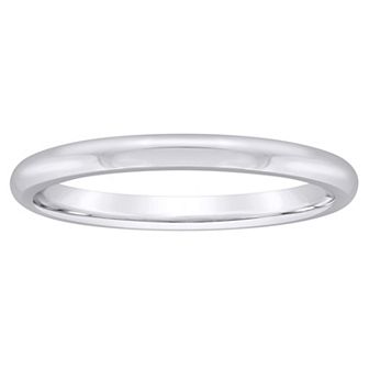 Alyson Layne Men's 14k White Gold 2 mm Half Round Comfort Fit Wedding Band