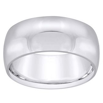 Alyson Layne Men's 14k White Gold 8 mm Half Round Comfort Fit Wedding Band