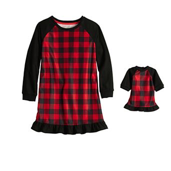 Girls 4-16 Jammies For Your Families® Merry & Bright Buffalo Plaid Nightgown & Matching Doll Gown
