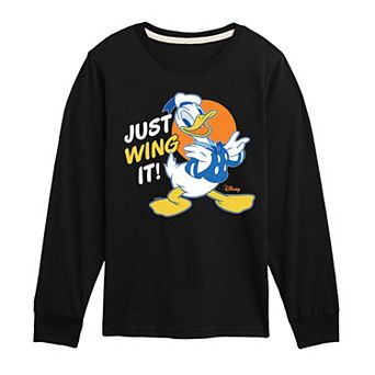 Disney's Mickey Mouse & Friends Donald Duck Boys 8-20 Just Wing It Long Sleeve Graphic Tee